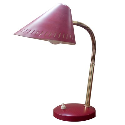 Mid-Century French Red Brass Gooseneck Table Lamp, 1950s-SY-2018522