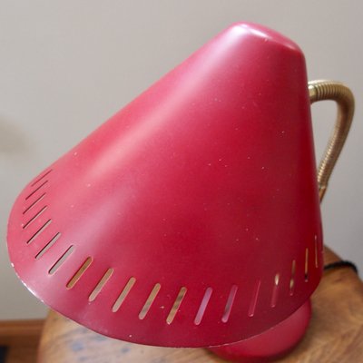 Mid-Century French Red Brass Gooseneck Table Lamp, 1950s-SY-2018522