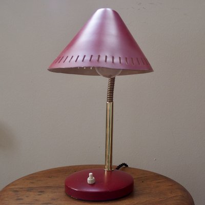 Mid-Century French Red Brass Gooseneck Table Lamp, 1950s-SY-2018522