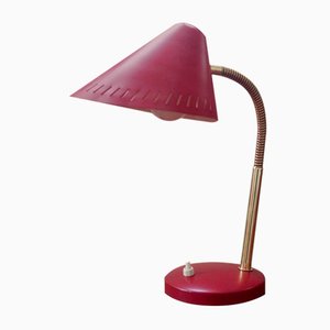 Mid-Century French Red Brass Gooseneck Table Lamp, 1950s-SY-2018522