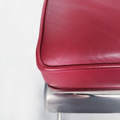 Mid-Century French Red Leather & Steel Chair by Jean Prouvé for Tecta, 1980s-GDD-1262235