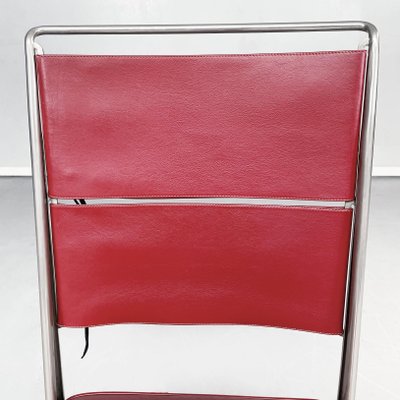 Mid-Century French Red Leather & Steel Chair by Jean Prouvé for Tecta, 1980s-GDD-1262235