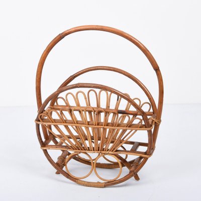 Mid-Century French Riviera Bamboo and Rattan Magazine Rack, 1960s-JDR-1125424