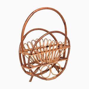 Mid-Century French Riviera Bamboo and Rattan Magazine Rack, 1960s-JDR-1125424