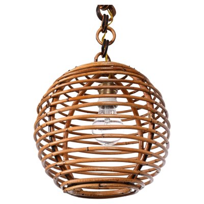 Mid-Century French Riviera Bamboo and Rattan Spherical Lamp, Italy, 1960s-JDR-1354075