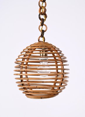 Mid-Century French Riviera Bamboo and Rattan Spherical Lamp, Italy, 1960s-JDR-1354075