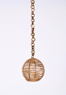 Mid-Century French Riviera Bamboo and Rattan Spherical Lamp, Italy, 1960s-JDR-1354075