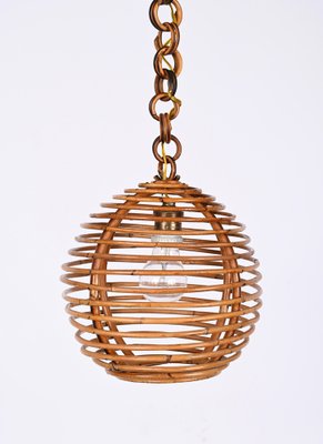 Mid-Century French Riviera Bamboo and Rattan Spherical Lamp, Italy, 1960s-JDR-1354075