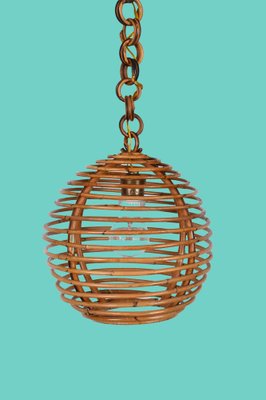 Mid-Century French Riviera Bamboo and Rattan Spherical Lamp, Italy, 1960s-JDR-1354075