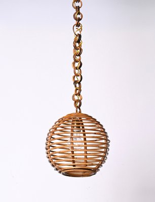 Mid-Century French Riviera Bamboo and Rattan Spherical Lamp, Italy, 1960s-JDR-1354075