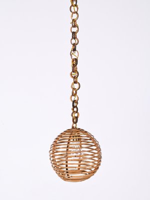 Mid-Century French Riviera Bamboo and Rattan Spherical Lamp, Italy, 1960s-JDR-1354075