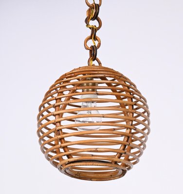 Mid-Century French Riviera Bamboo and Rattan Spherical Lamp, Italy, 1960s-JDR-1354075