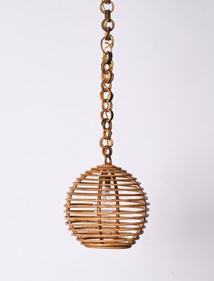 Mid-Century French Riviera Bamboo and Rattan Spherical Lamp, Italy, 1960s-JDR-1354075