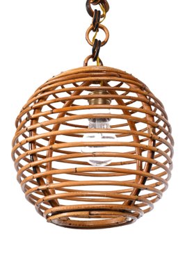 Mid-Century French Riviera Bamboo and Rattan Spherical Lamp, Italy, 1960s-JDR-1354075