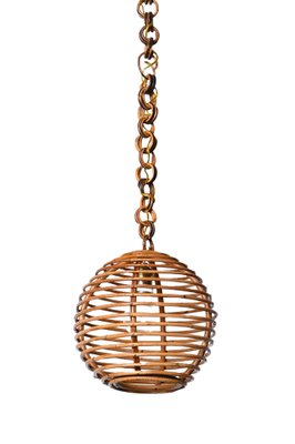 Mid-Century French Riviera Bamboo and Rattan Spherical Lamp, Italy, 1960s-JDR-1354075