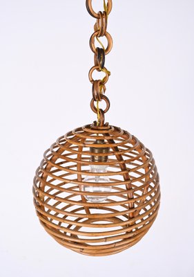 Mid-Century French Riviera Bamboo and Rattan Spherical Lamp, Italy, 1960s-JDR-1354075