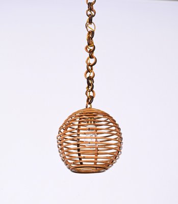 Mid-Century French Riviera Bamboo and Rattan Spherical Lamp, Italy, 1960s-JDR-1354075