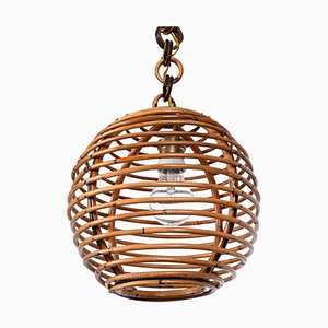 Mid-Century French Riviera Bamboo and Rattan Spherical Lamp, Italy, 1960s-JDR-1354075