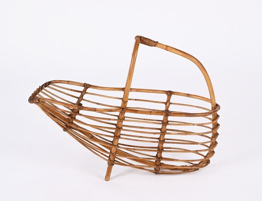 Mid-Century French Riviera Bamboo & Rattan Magazine Rack, Italy, 1960s-JDR-1343292