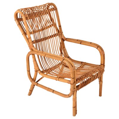 Mid-Century French Riviera Rattan and Bamboo Armchair, Italy, 1960s-JDR-1125540