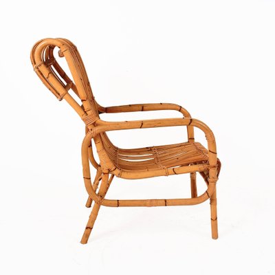 Mid-Century French Riviera Rattan and Bamboo Armchair, Italy, 1960s-JDR-1125540