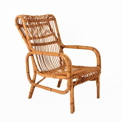 Mid-Century French Riviera Rattan and Bamboo Armchair, Italy, 1960s-JDR-1125540