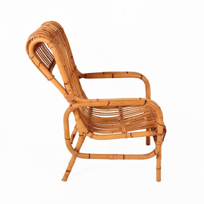 Mid-Century French Riviera Rattan and Bamboo Armchair, Italy, 1960s-JDR-1125540