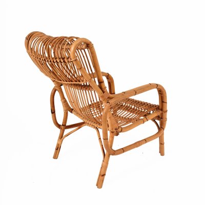 Mid-Century French Riviera Rattan and Bamboo Armchair, Italy, 1960s-JDR-1125540