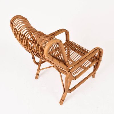 Mid-Century French Riviera Rattan and Bamboo Armchair, Italy, 1960s-JDR-1125540