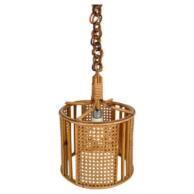 Mid-Century French Riviera Rattan & Wicker Pendent, Italy, 1960s-LYQ-1239930