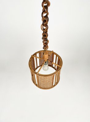 Mid-Century French Riviera Rattan & Wicker Pendent, Italy, 1960s-LYQ-1239930