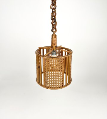 Mid-Century French Riviera Rattan & Wicker Pendent, Italy, 1960s-LYQ-1239930