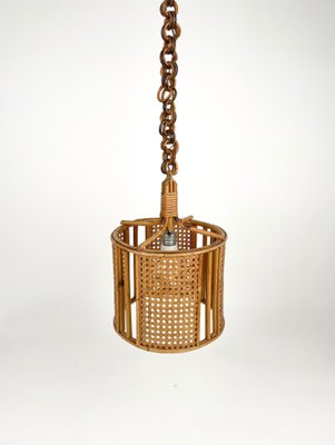 Mid-Century French Riviera Rattan & Wicker Pendent, Italy, 1960s-LYQ-1239930