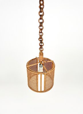 Mid-Century French Riviera Rattan & Wicker Pendent, Italy, 1960s-LYQ-1239930