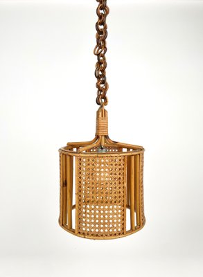 Mid-Century French Riviera Rattan & Wicker Pendent, Italy, 1960s-LYQ-1239930