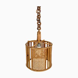 Mid-Century French Riviera Rattan & Wicker Pendent, Italy, 1960s-LYQ-1239930