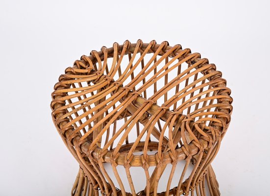 Mid-Century French Riviera Stool in Rattan and Woven Wicker, 1960s-JDR-1778318