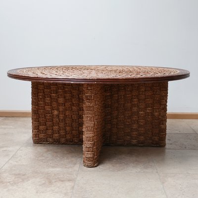 Mid-Century French Rope Coffee Table in the Style of Audoux & Minet-JRP-995976