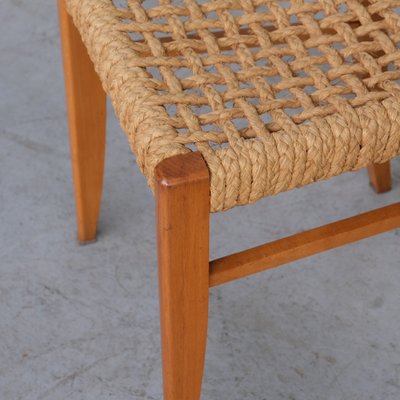 Mid-Century French Rope Dining Chairs attibuted to Audoux-Minet, Set of 5-JRP-1349599