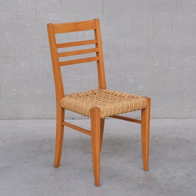 Mid-Century French Rope Dining Chairs attibuted to Audoux-Minet, Set of 5-JRP-1349599