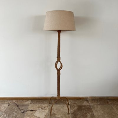 Mid-Century French Rope Work Floor Lamp by Adrien Audoux & Frida Minet-JRP-1324807