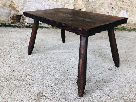 Mid-Century French Rustic Side Table on Tapered Legs-OJT-857120