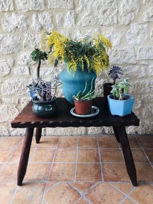 Mid-Century French Rustic Side Table on Tapered Legs-OJT-857120