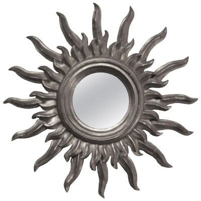 Mid-Century French Silver Wood Sun Mirror, 1960-UZ-863062