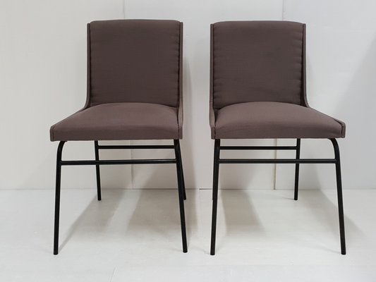 Mid-Century French Steel & Fabric Chairs, 1950s, Set of 2-CGX-564049