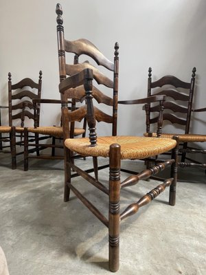 Mid-Century French Straw Mountain Chairs, 1950s, Set of 4-LA-1098581