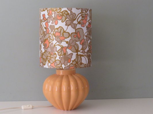 Mid-Century French Table Lamp in Ceramic with Custom-Made Lampshade-UKG-1325726