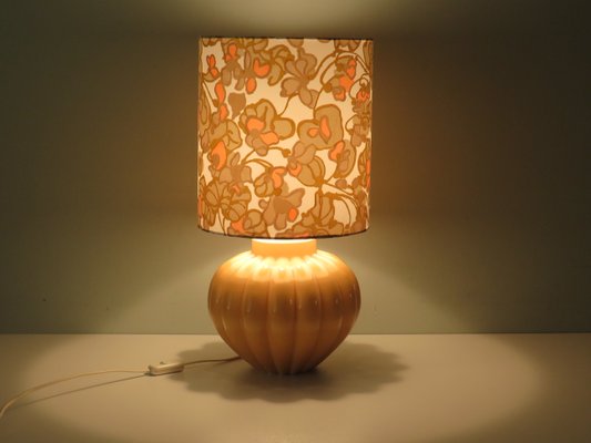 Mid-Century French Table Lamp in Ceramic with Custom-Made Lampshade-UKG-1325726