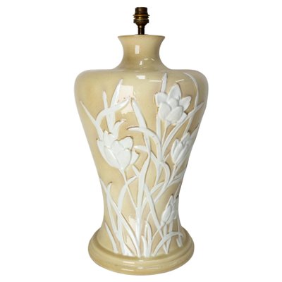 Mid-Century French Table Lamp in Ceramic with Flowers, 1960s-RIU-1371070