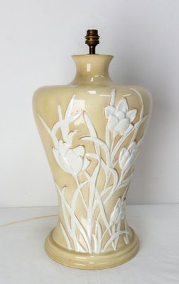 Mid-Century French Table Lamp in Ceramic with Flowers, 1960s-RIU-1371070